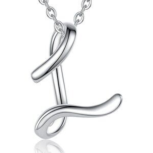 Sterling Silver Initial Necklace for Women, 18" Chain, Gift for Her